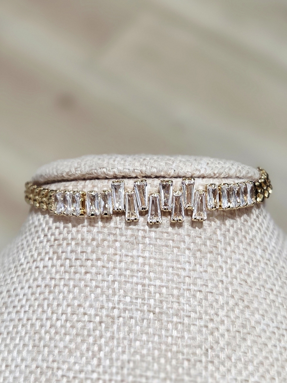 Gold-Tone Clear Baguette Tennis Bracelet - Elegant Women’s Jewelry